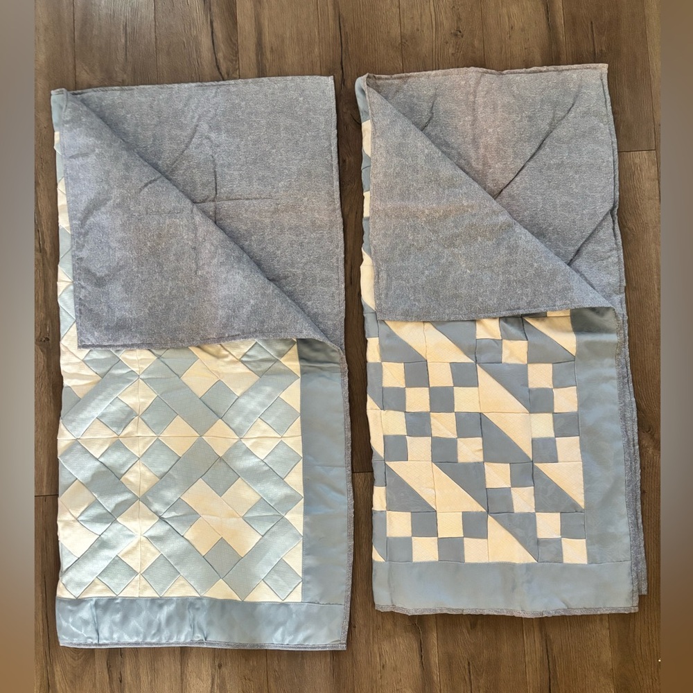Light Blue and Cream Quilted Throw Blanket/Lap Quilt - Brand Unknown